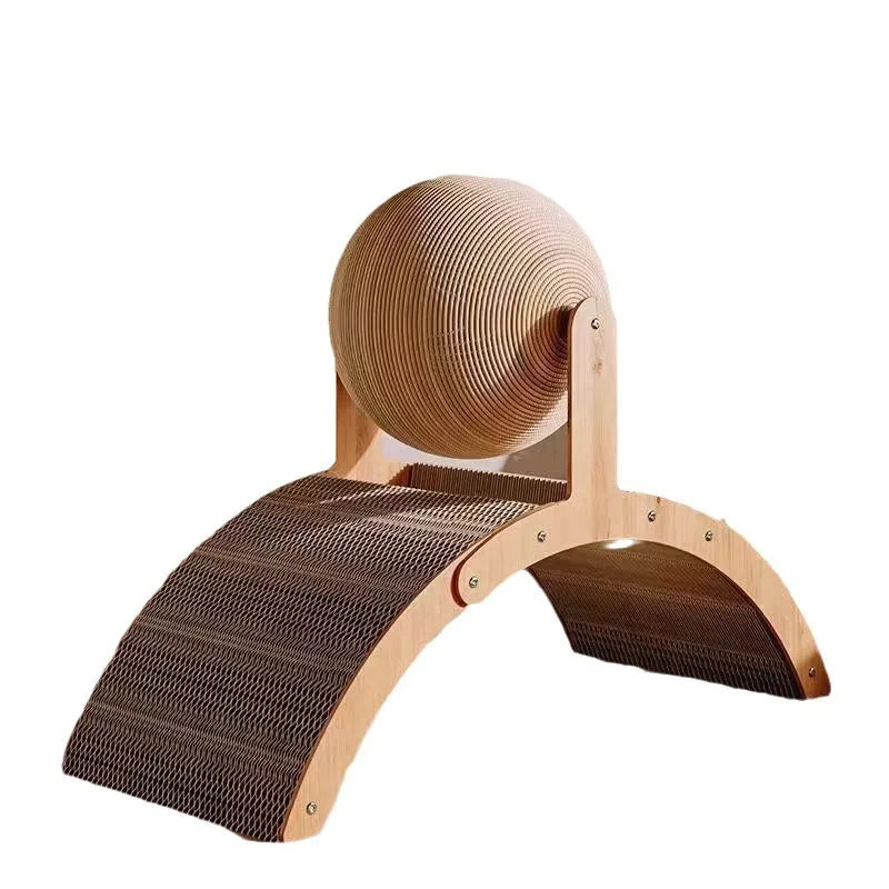 2-in-1-Katzen-Kratzball mit Sisal und Holzgestell