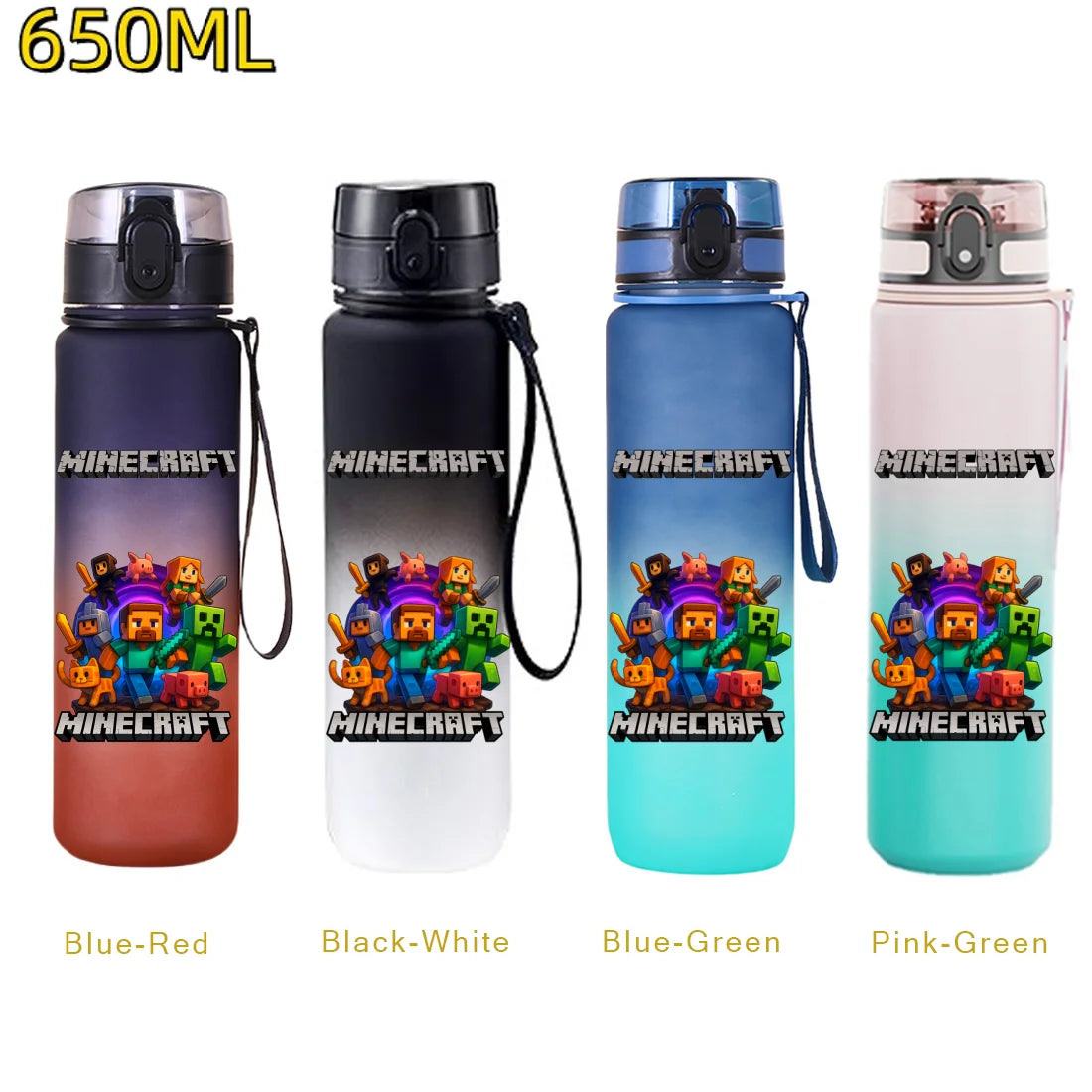 Minecraft Trinkflasche 650 ml – Auslaufsichere Sportflasche für Schule, Sport & Freizeit