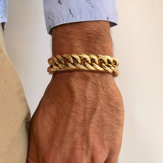 Edelstahl Cuban Chain Armband – Herren | Gold, Silber, Schwarz