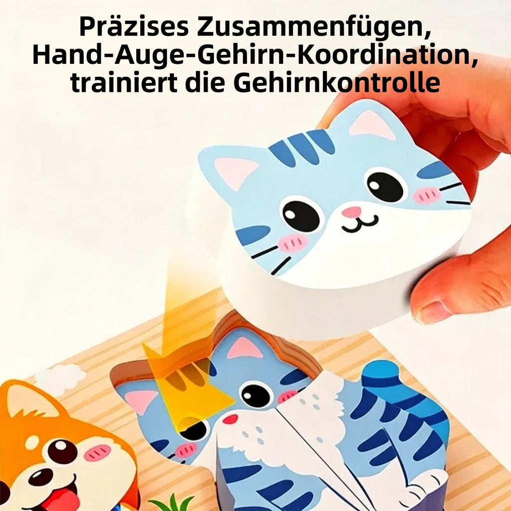 3D-Holzpuzzle für Kinder mit Tiermotiven