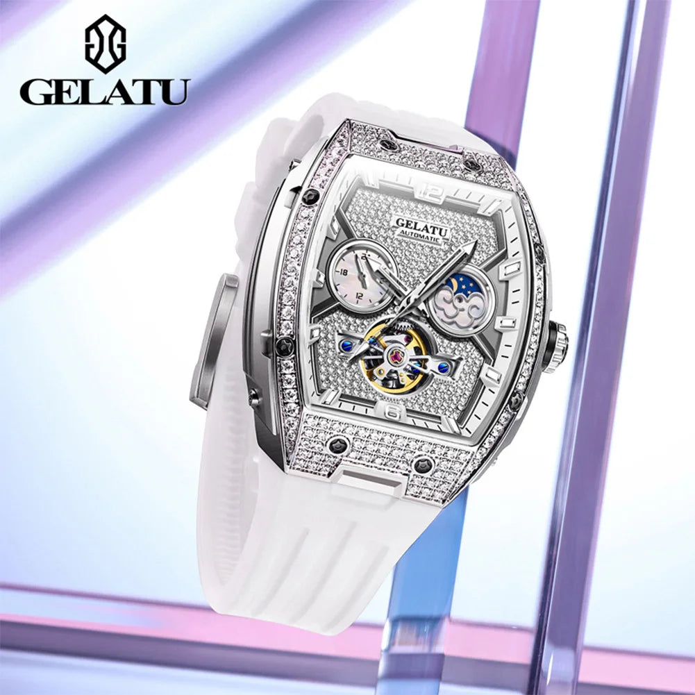 GELATU 6016 – Mechanische Damenuhr mit eckigem Gehäuse