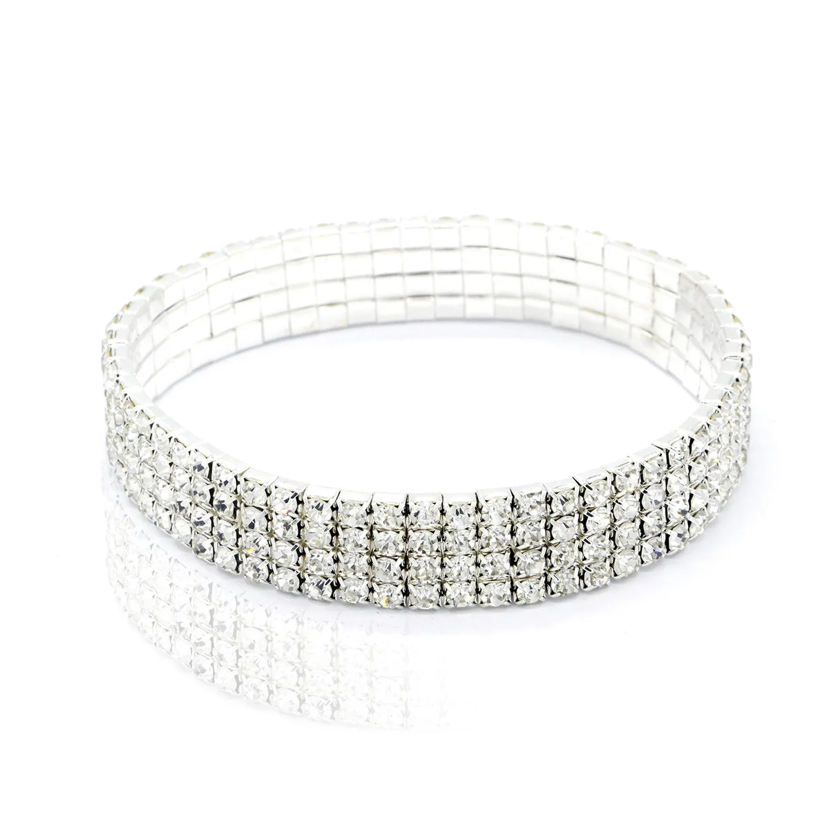 Fußkette Kristall & Strass – Tennis-Optik, mehrlagig & elastisch, 4 Row