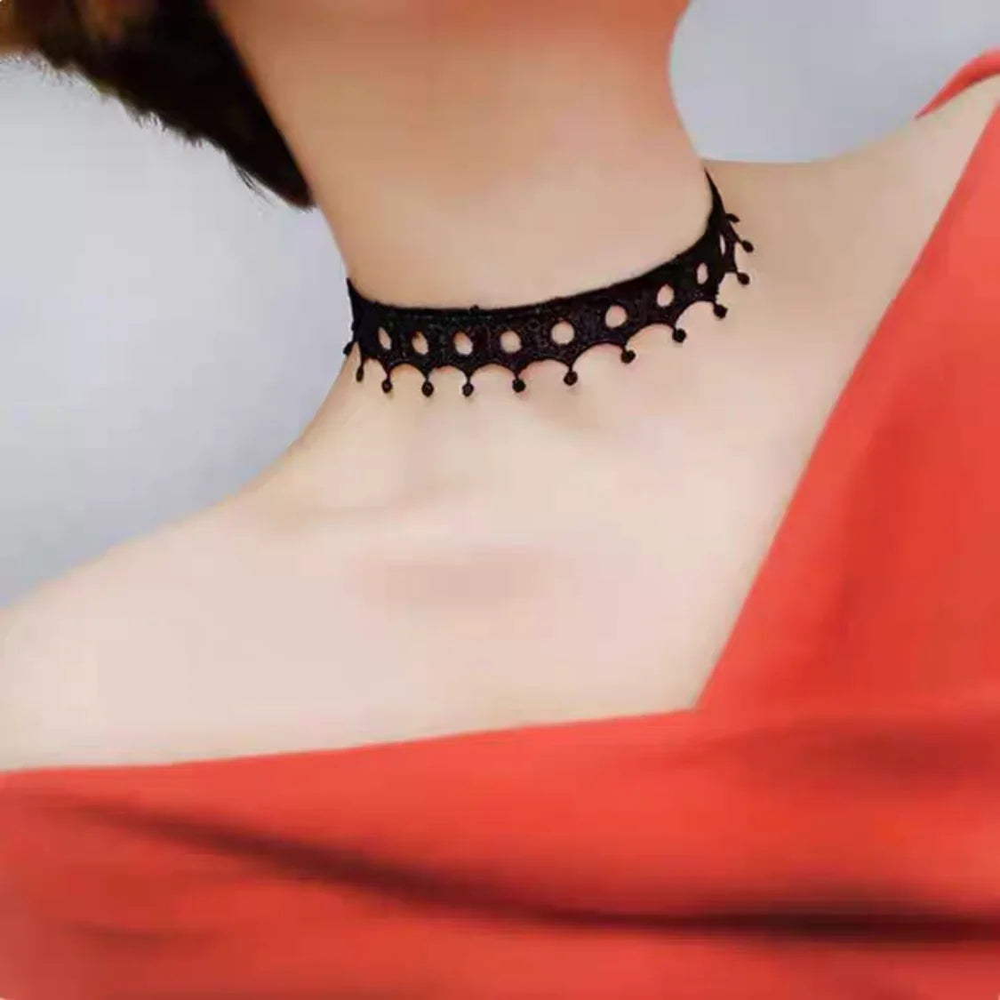 Samt-Spitzen Choker Halskette – Vintage Gothic | Damen, Crown 31