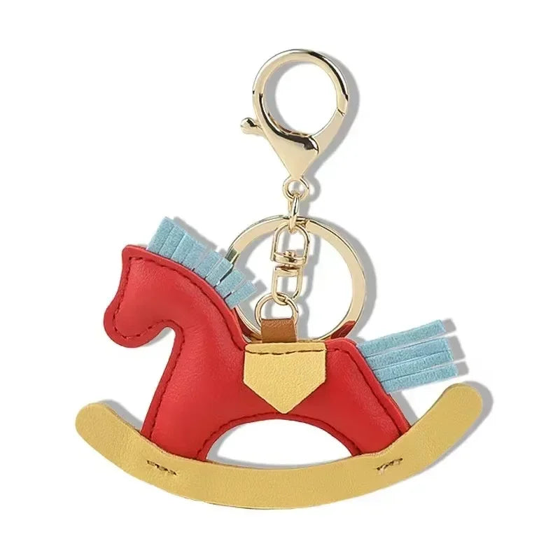 Niedlicher Taschenanhänger, Schaukelpferd in verschiedenen Farben, Rot, 10.5x9cm