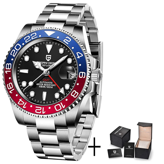 PAGANI DESIGN PD-1662 Herren-GMT-Automatikuhr mit Saphirglas