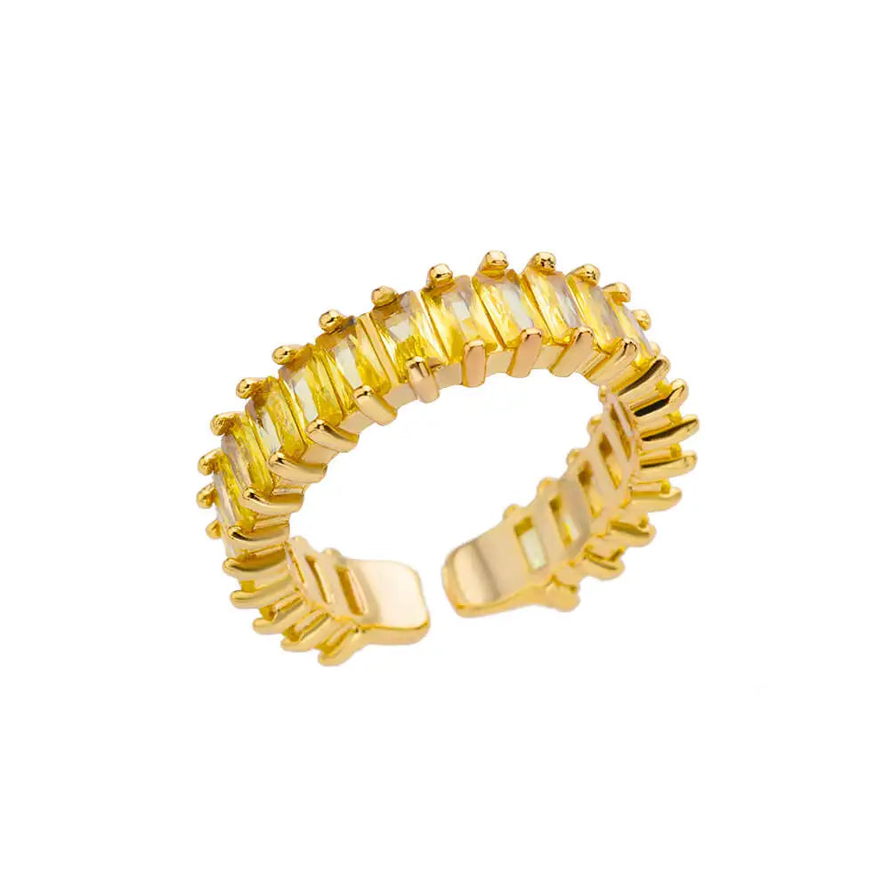 Eleganter Ring mit bunten Steinen, verschiedene Varianten, Gelb, Einheitsgröße
