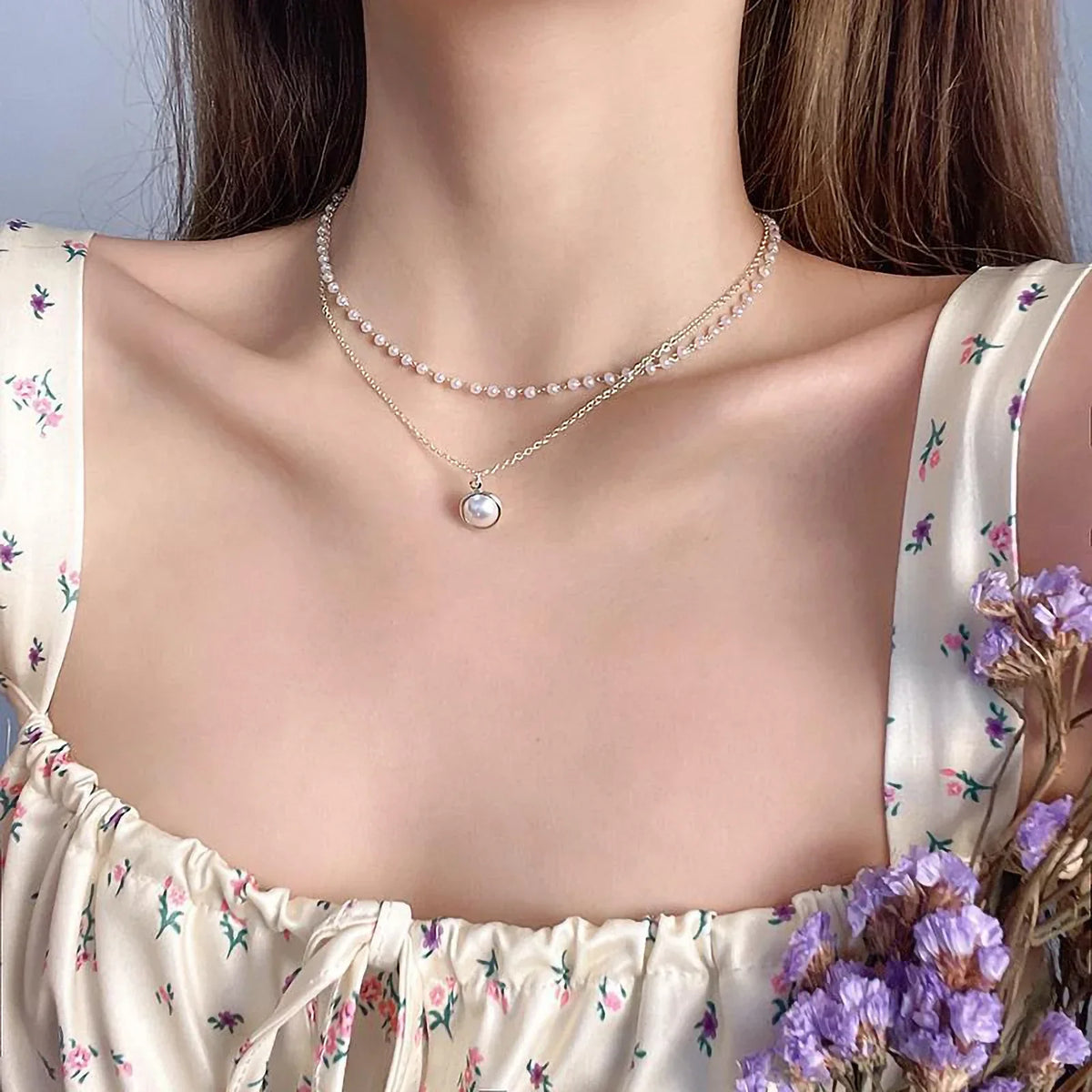 Elegante doppelreihige Perlenkette, zeitlos und elegant, Ansicht 3