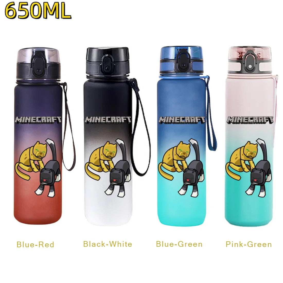 Minecraft Trinkflasche 650 ml – Auslaufsichere Sportflasche für Schule, Sport & Freizeit