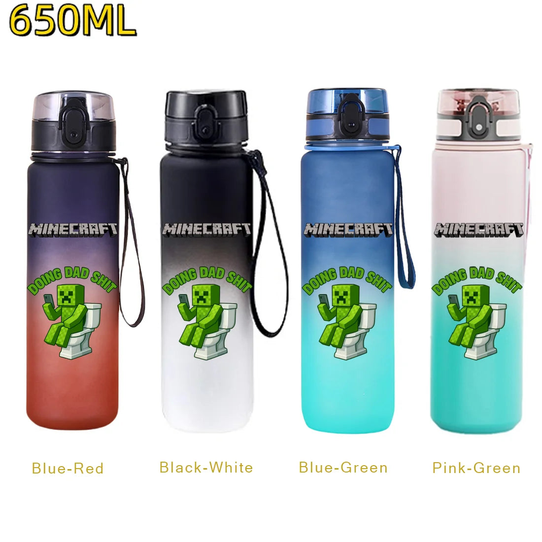 Minecraft Trinkflasche 650 ml – Auslaufsichere Sportflasche für Schule, Sport & Freizeit