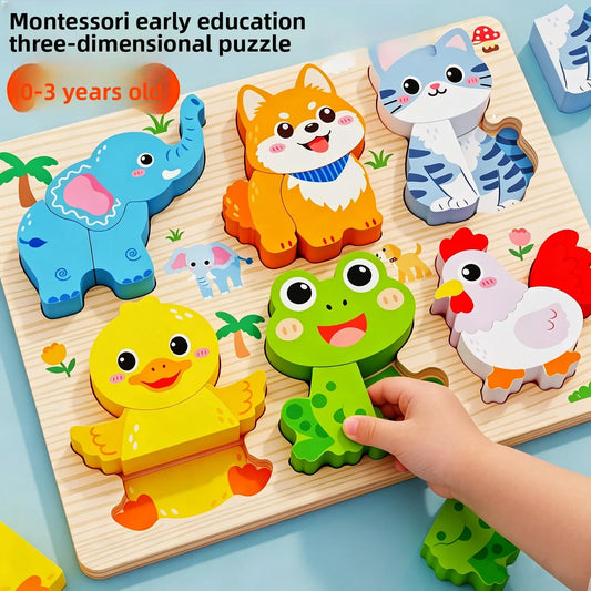 3D-Holzpuzzle für Kinder mit Tiermotiven
