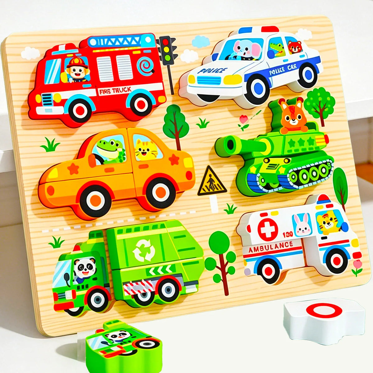 3D-Holzpuzzle für Kinder mit Tiermotiven