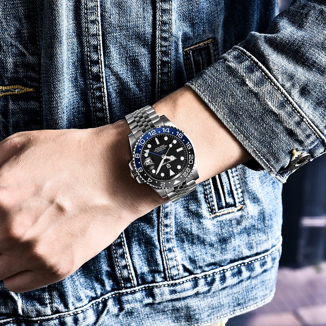 PAGANI DESIGN PD-1662 Herren-GMT-Automatikuhr mit Saphirglas