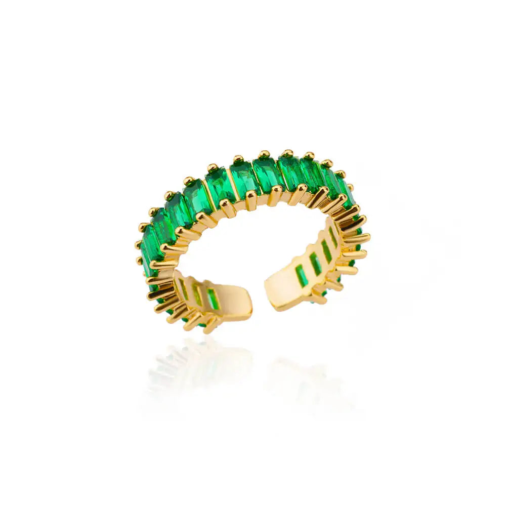 Eleganter Ring mit bunten Steinen, verschiedene Varianten, Dunkelgrün, Einheitsgröße