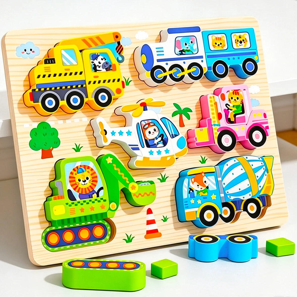 3D-Holzpuzzle für Kinder mit Tiermotiven