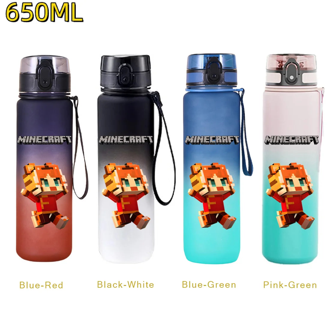 Minecraft Trinkflasche 650 ml – Auslaufsichere Sportflasche für Schule, Sport & Freizeit