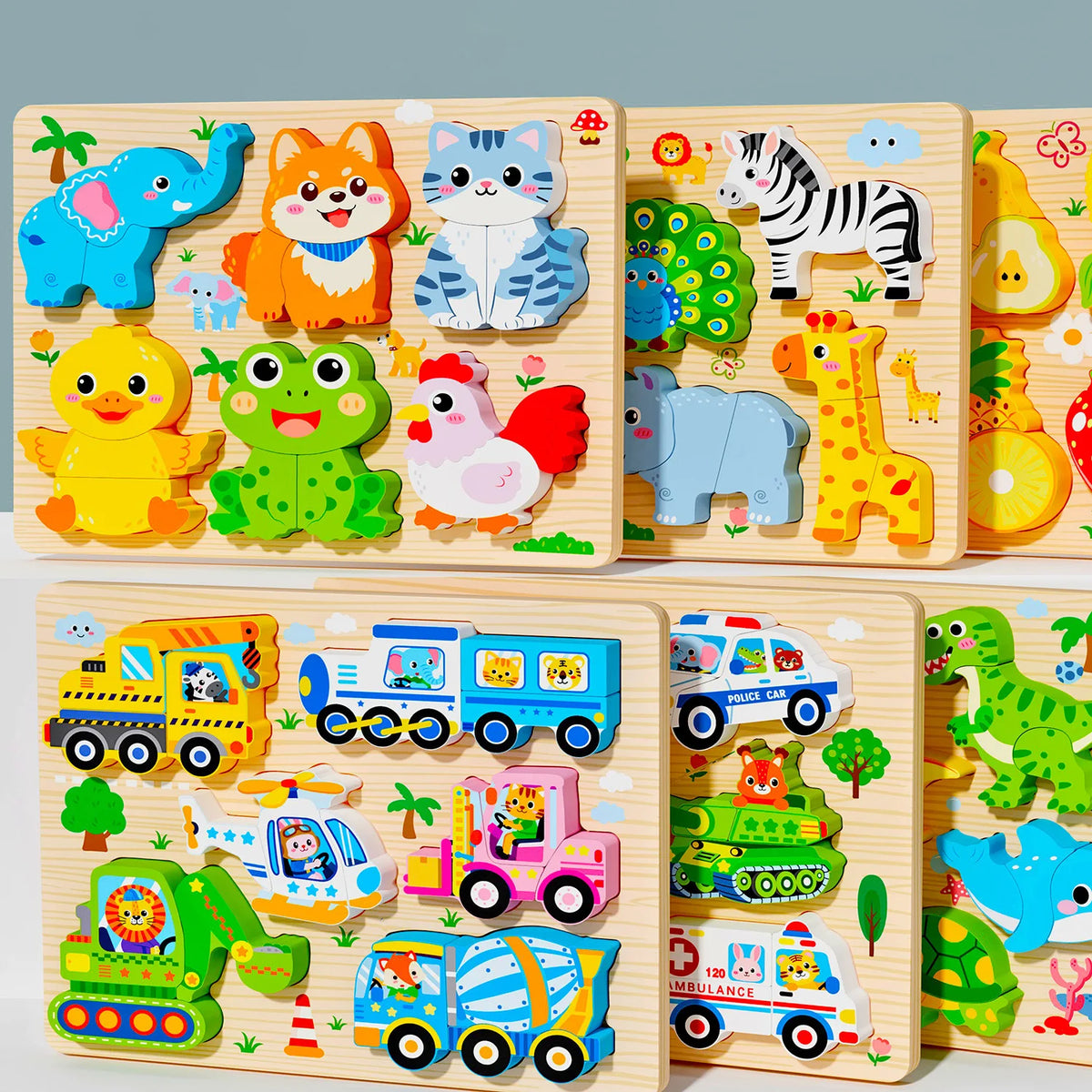 3D-Holzpuzzle für Kinder mit Tiermotiven