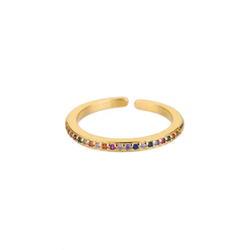 Eleganter Ring mit bunten Steinen, verschiedene Varianten, Bunt Schmal, Einheitsgröße