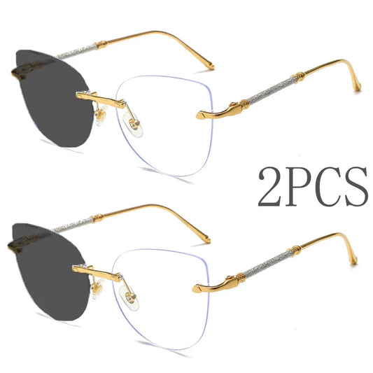 Edle Sonnenbrille Cat-Eye Metall