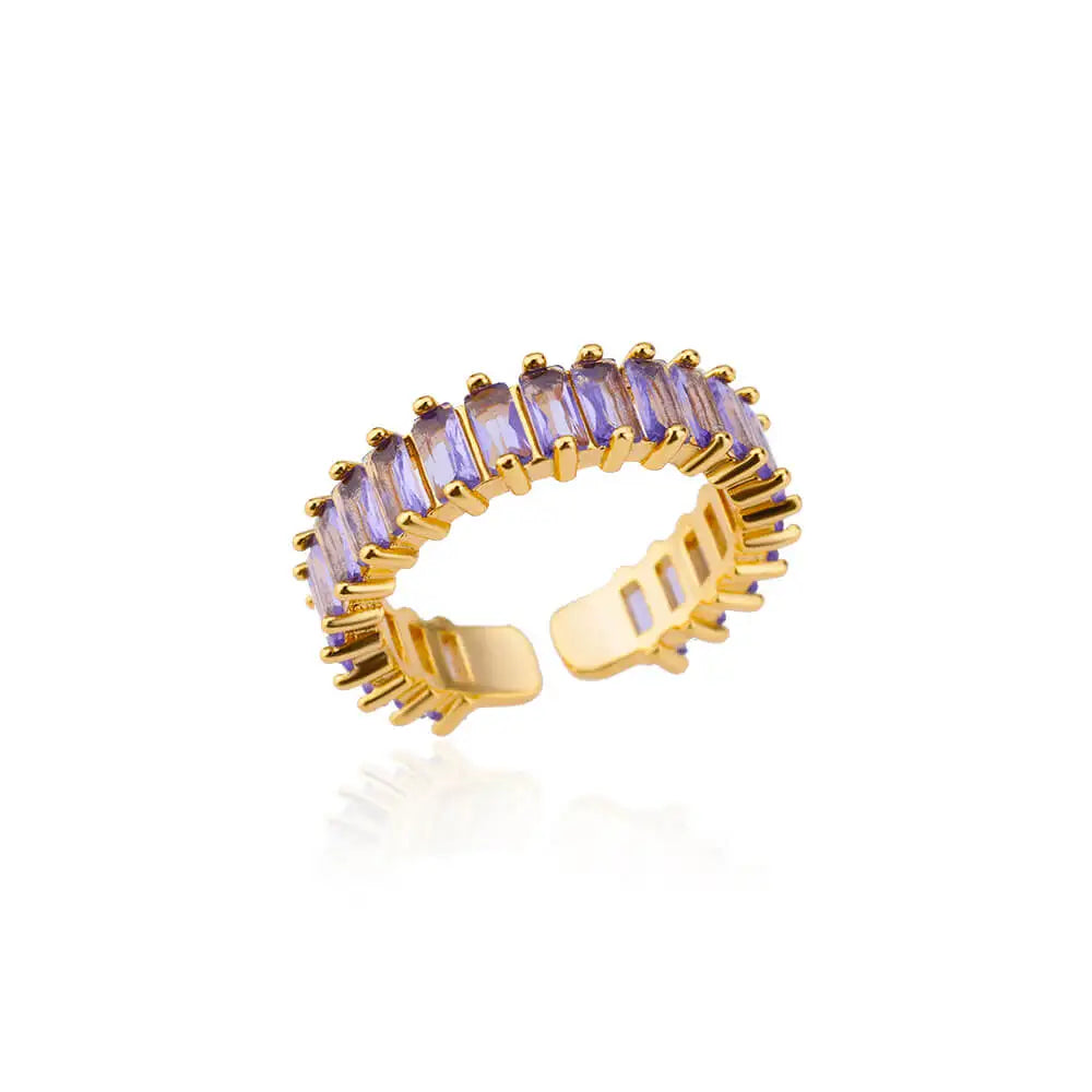 Eleganter Ring mit bunten Steinen, verschiedene Varianten, Lila, Einheitsgröße