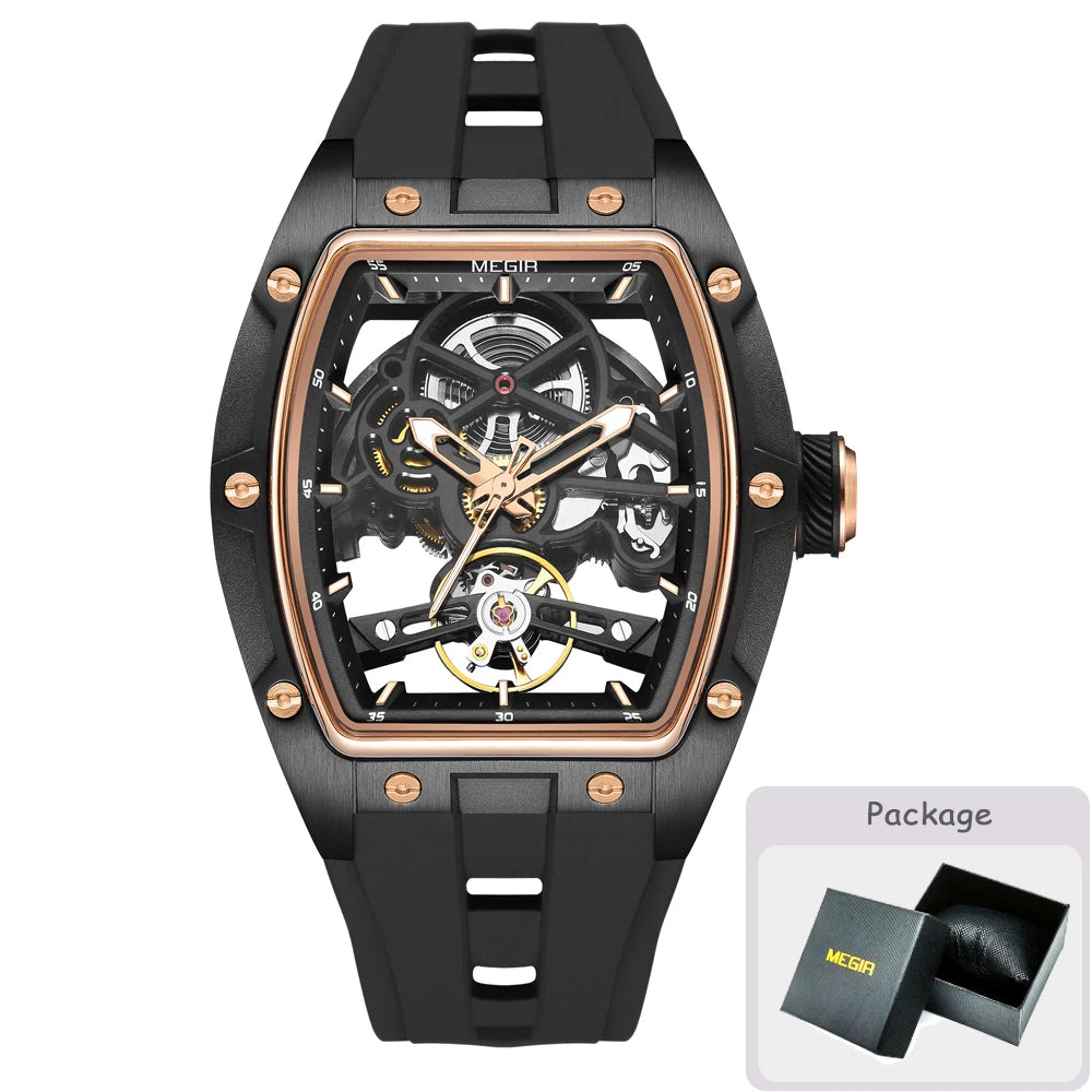 MEGIR Herren-Automatikuhr MG-2242 mit Skelettdesign und Silikonarmband