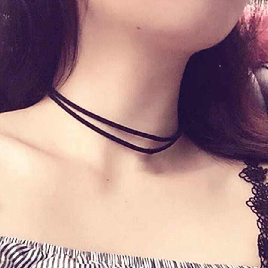 Samt-Spitzen Choker Halskette – Vintage Gothic | Damen, Two-line 22