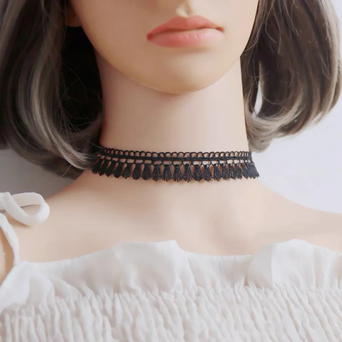 Samt-Spitzen Choker Halskette – Vintage Gothic | Damen, Tassels 26
