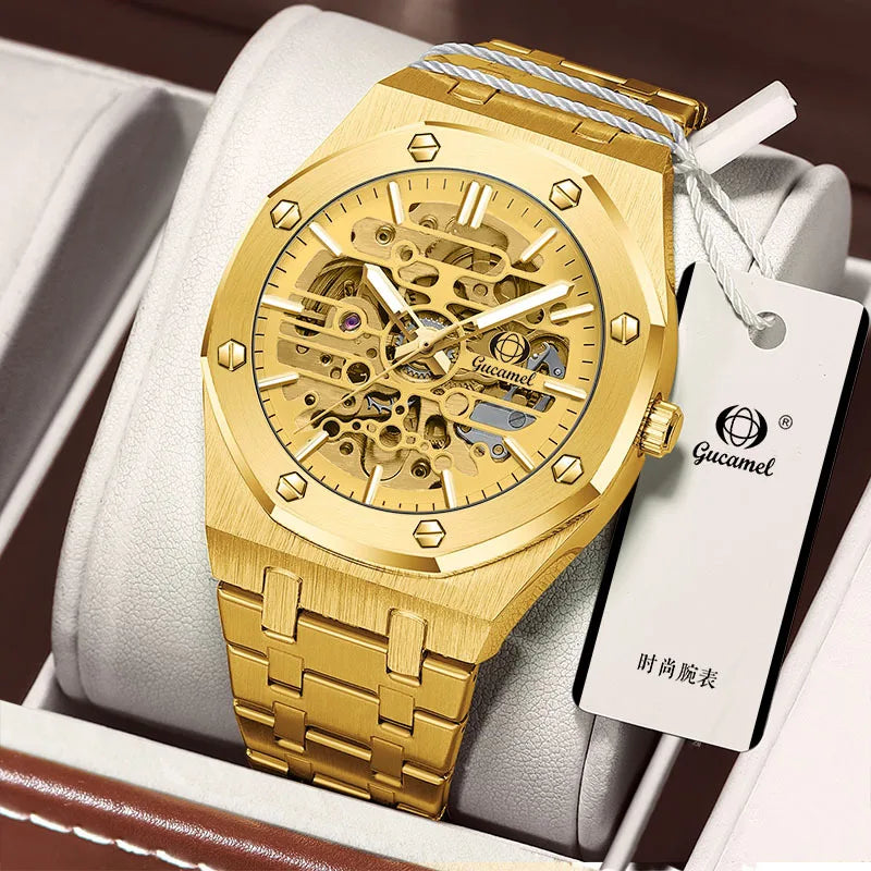 GUCAMEL Herrenarmbanduhr mit Edelstahlarmband