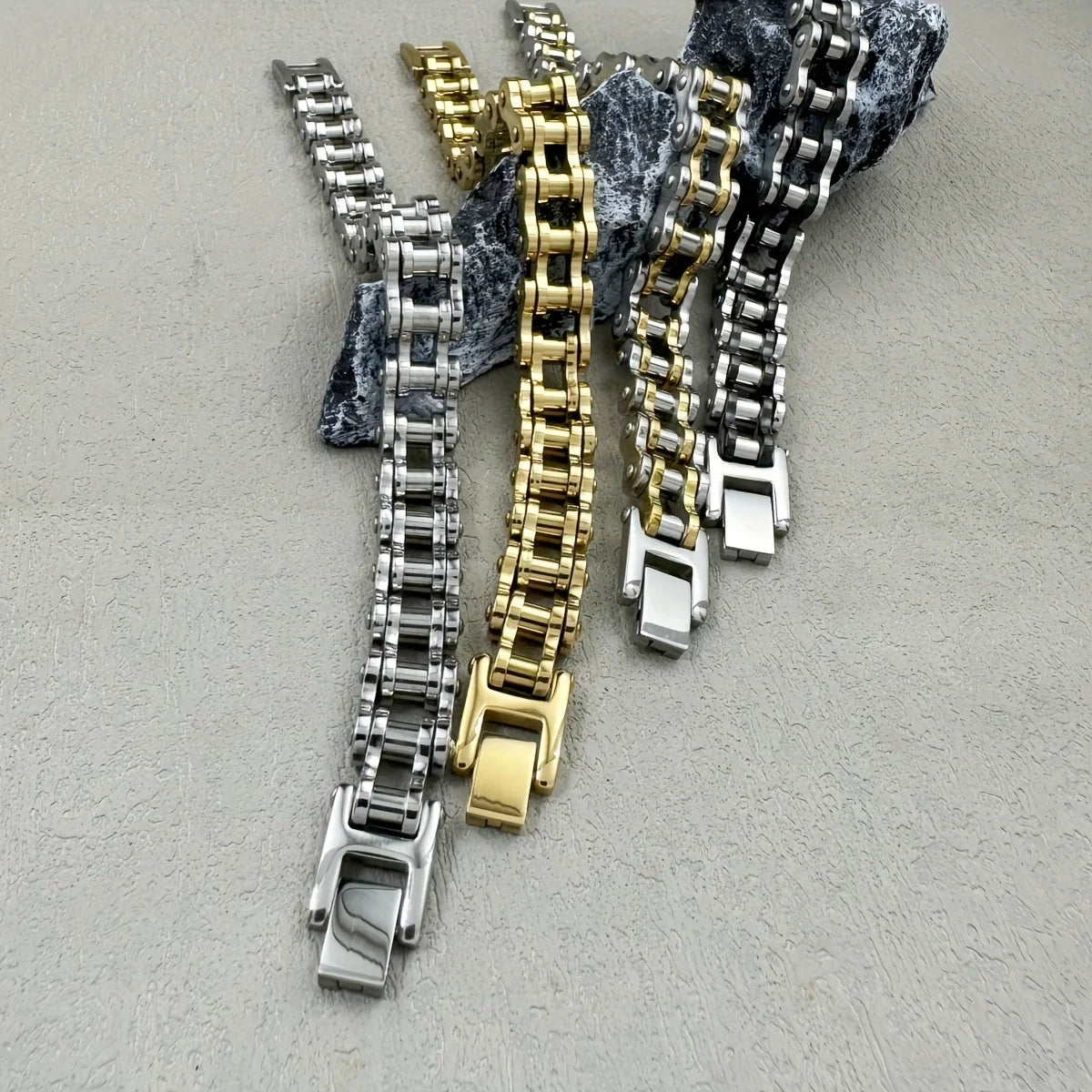 Edelstahl Biker Armband Punk Rock – Unisex | Gold, Silber, Schwarz, Ansicht 4