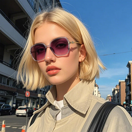 Edle Sonnenbrille Eckig Metall polarisiert Verlaufsglas, Ansicht 2
