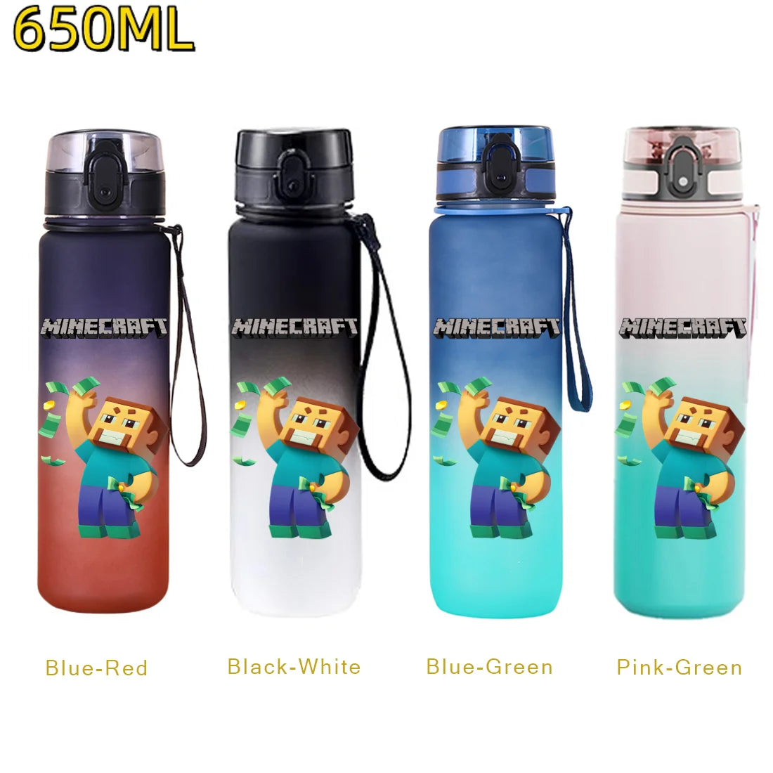 Minecraft Trinkflasche 650 ml – Auslaufsichere Sportflasche für Schule, Sport & Freizeit