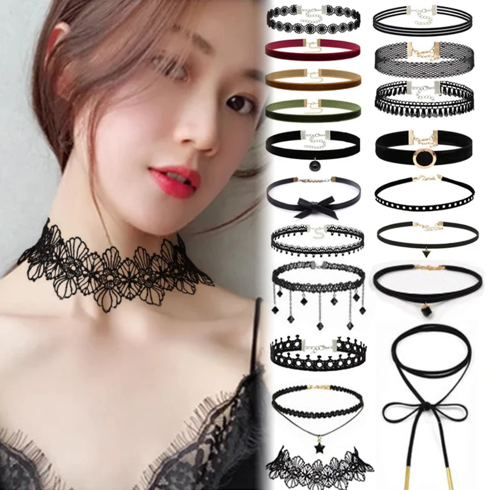 Samt-Spitzen Choker Halskette – Vintage Gothic | Damen