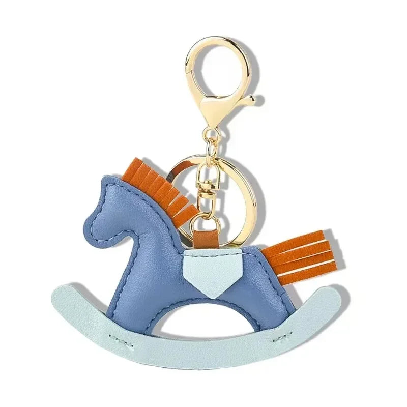 Niedlicher Taschenanhänger, Schaukelpferd in verschiedenen Farben, Blau, 10.5x9cm