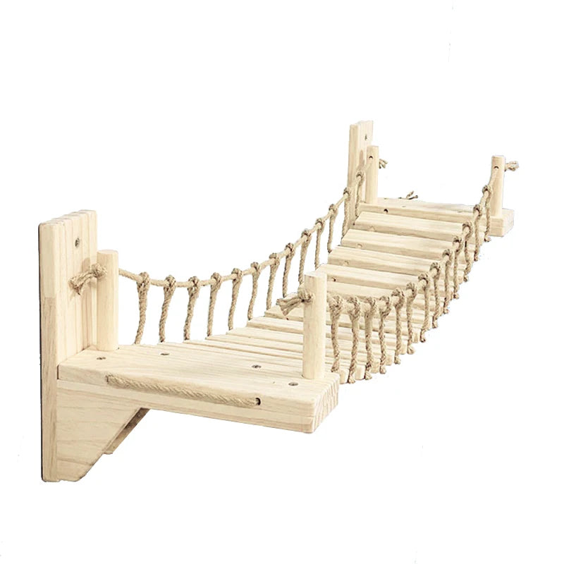 Katzen-Kletterbrücke aus Holz zur Wandmontage