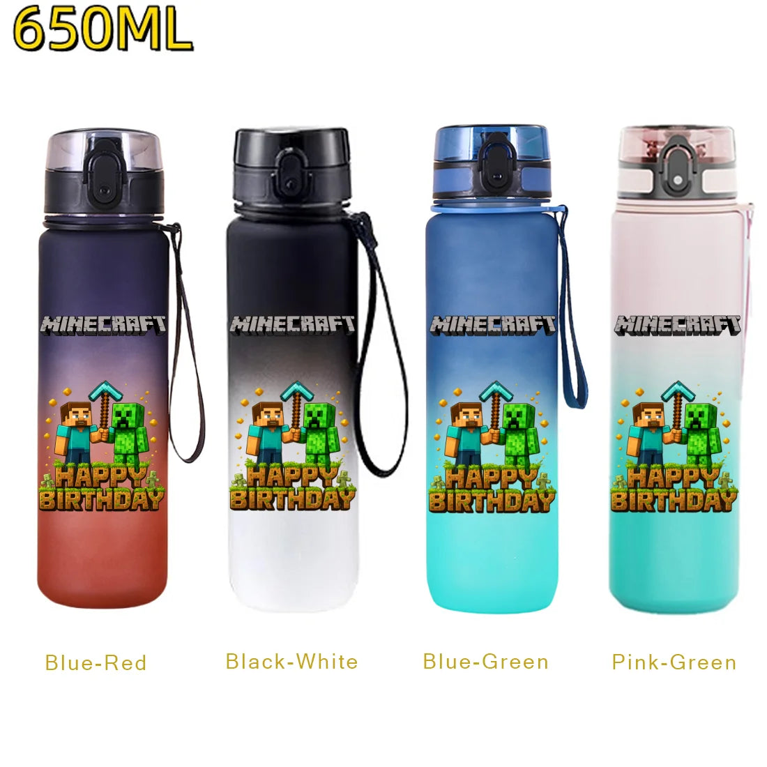 Minecraft Trinkflasche 650 ml – Auslaufsichere Sportflasche für Schule, Sport & Freizeit