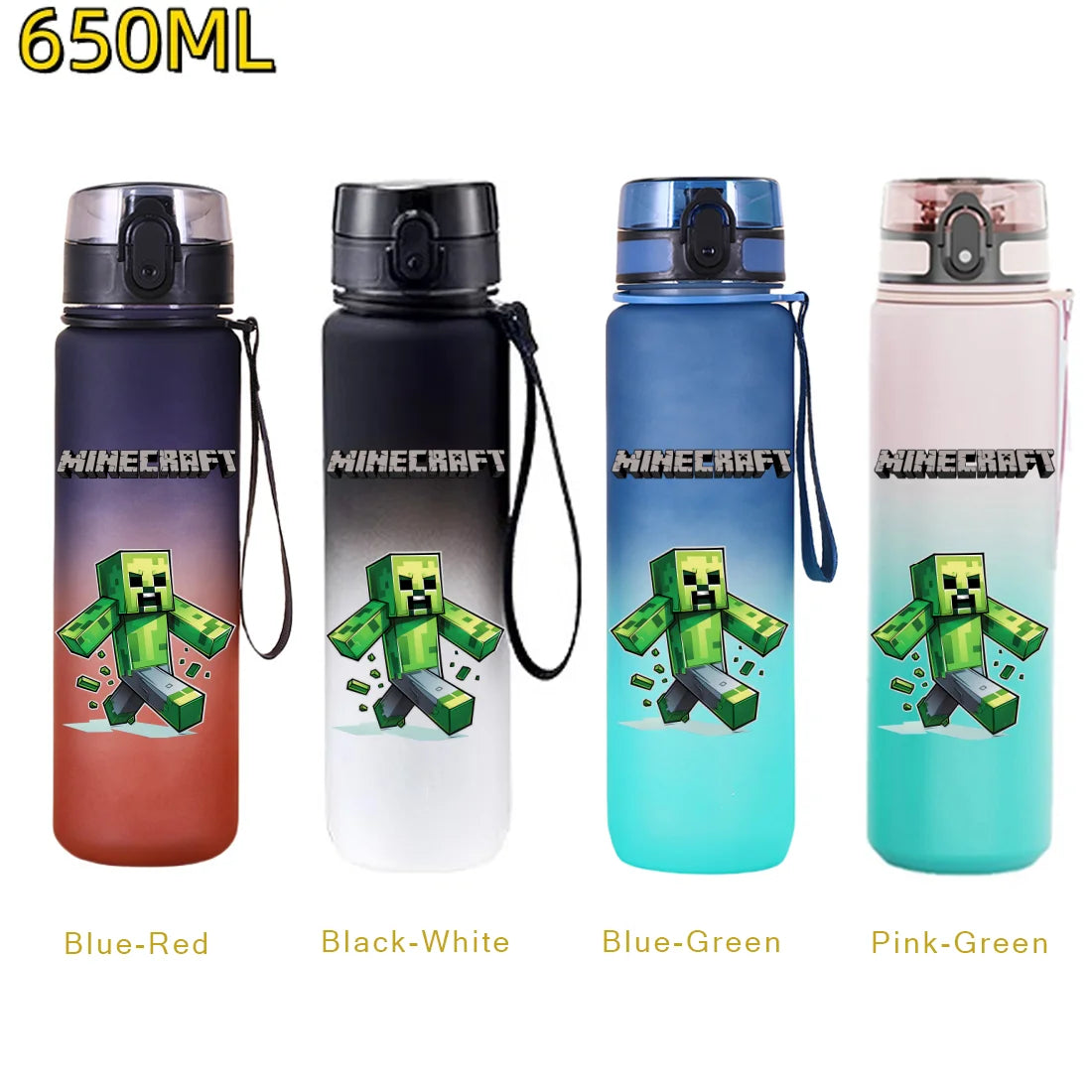 Minecraft Trinkflasche 650 ml – Auslaufsichere Sportflasche für Schule, Sport & Freizeit