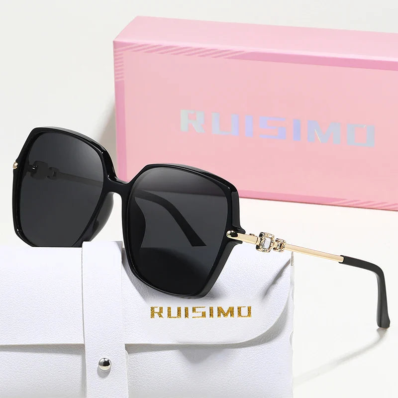 Edle Sonnenbrille Eckig Metall polarisiert Verlaufsglas