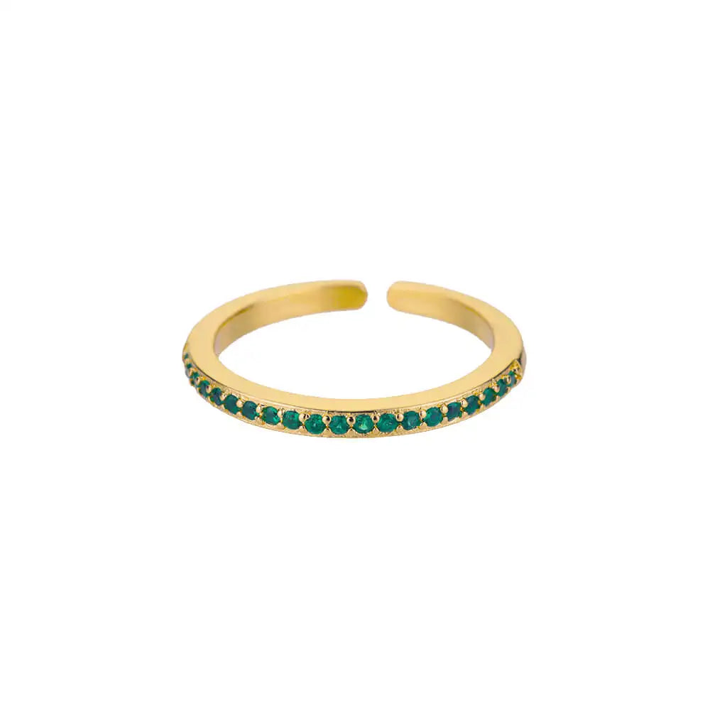 Eleganter Ring mit bunten Steinen, verschiedene Varianten, Grün Schmal, Einheitsgröße